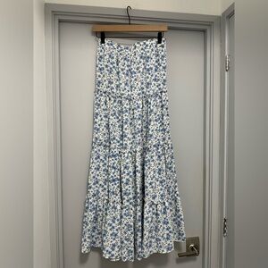 Princess Polly Miriah Maxi Blue Floral Tiered Maxi Skirt NWT